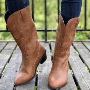 SHEIN Brown Heeled Boots